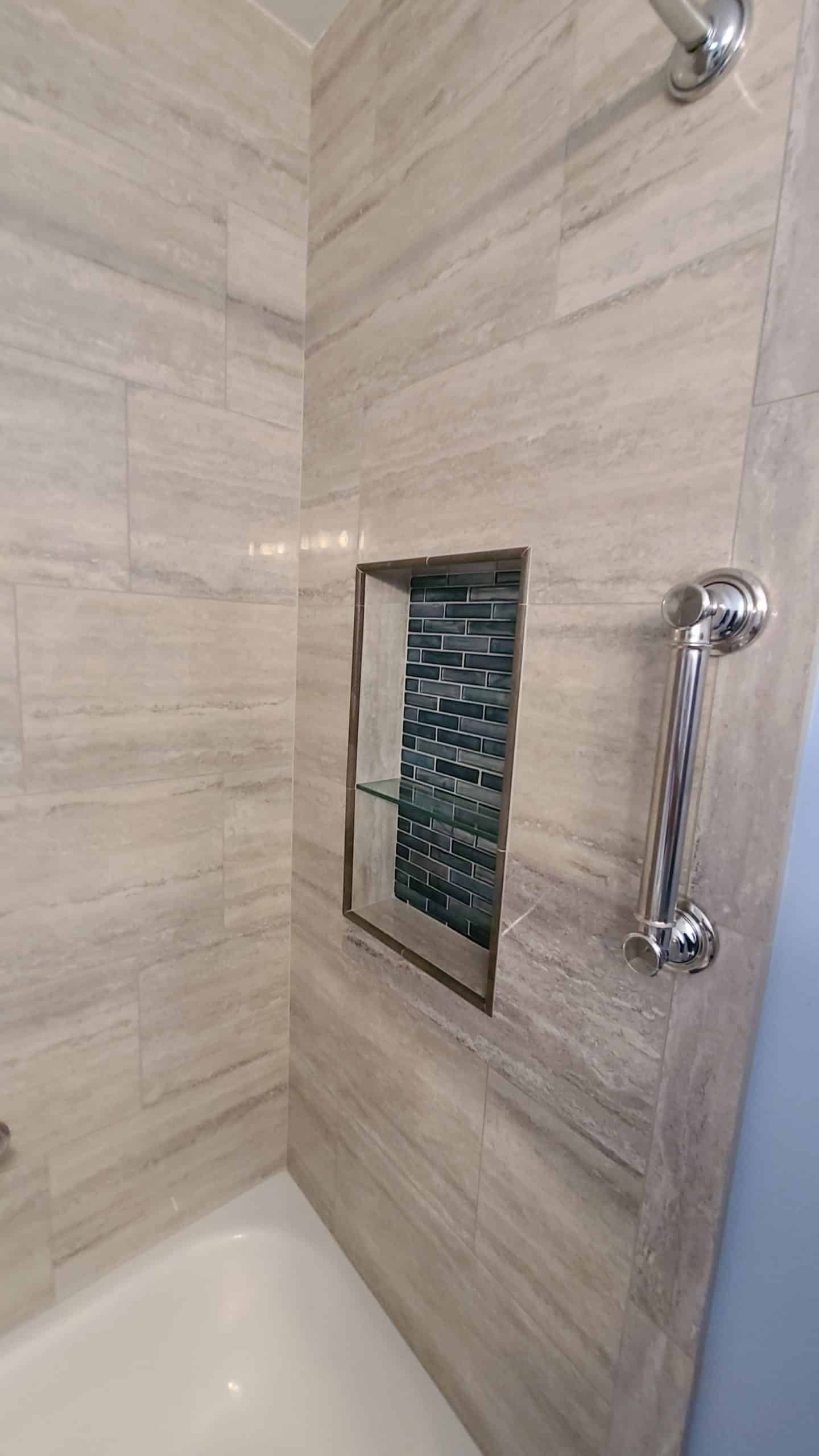 After | Buffalo GAfter | Buffalo Grove, IL Bathroom Remodelrove, IL Shower Niche after buffalo grove il bathroom