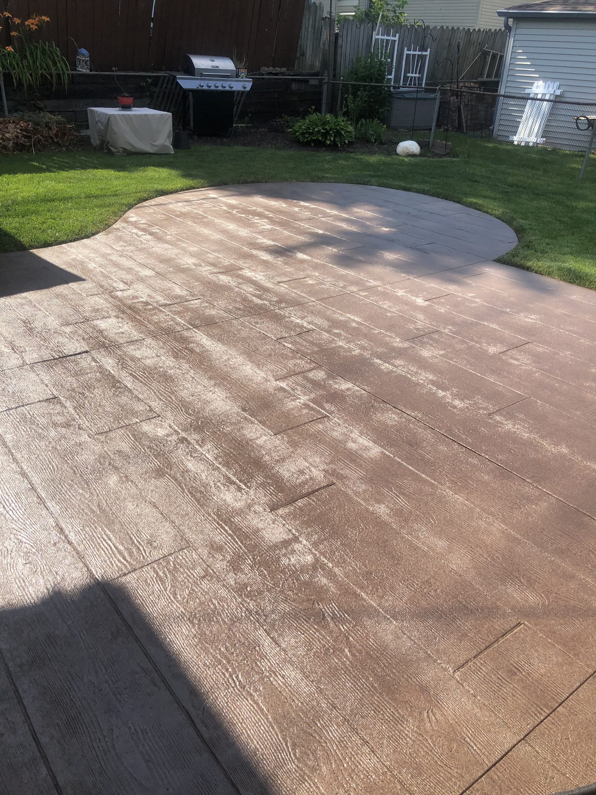 stamped & stained concrete patio
