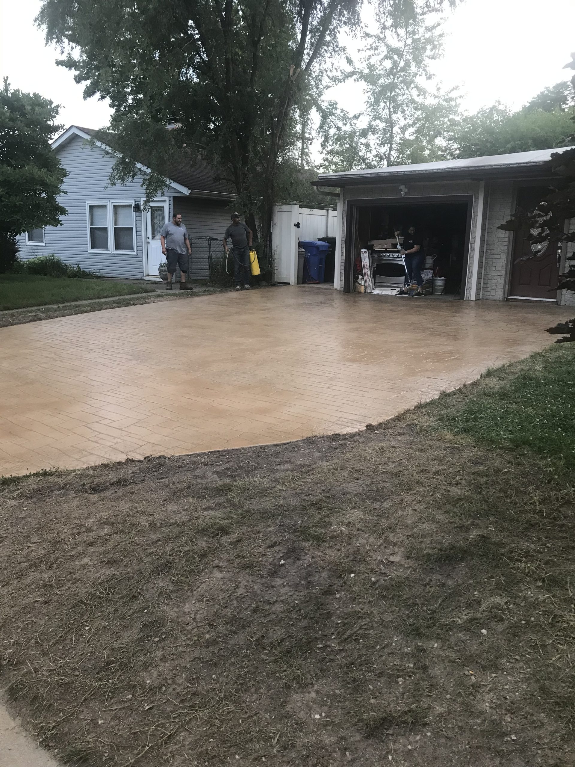 stamped & stained concrete driveway