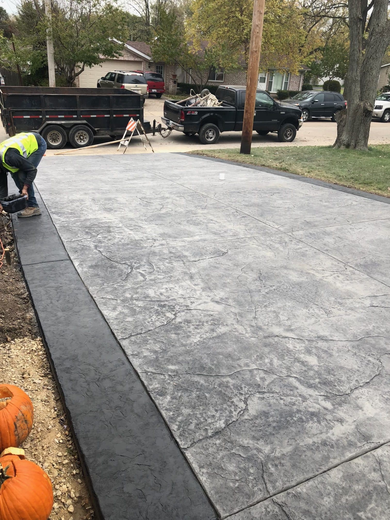 stamped & stained concrete driveway